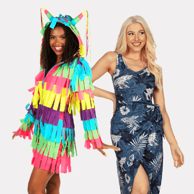 shop dresses - women's pinata costume dress and women's leapin' leopard midi dress