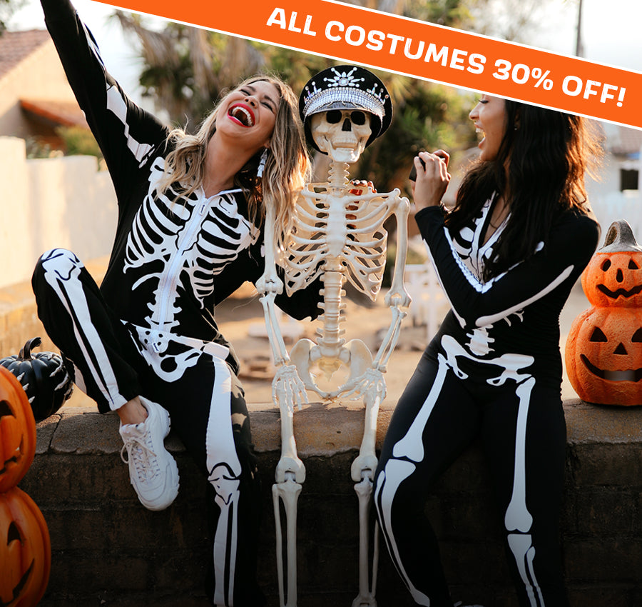 shop women's costumes - women's skeleton costume and women's skeleton bodysuit costume