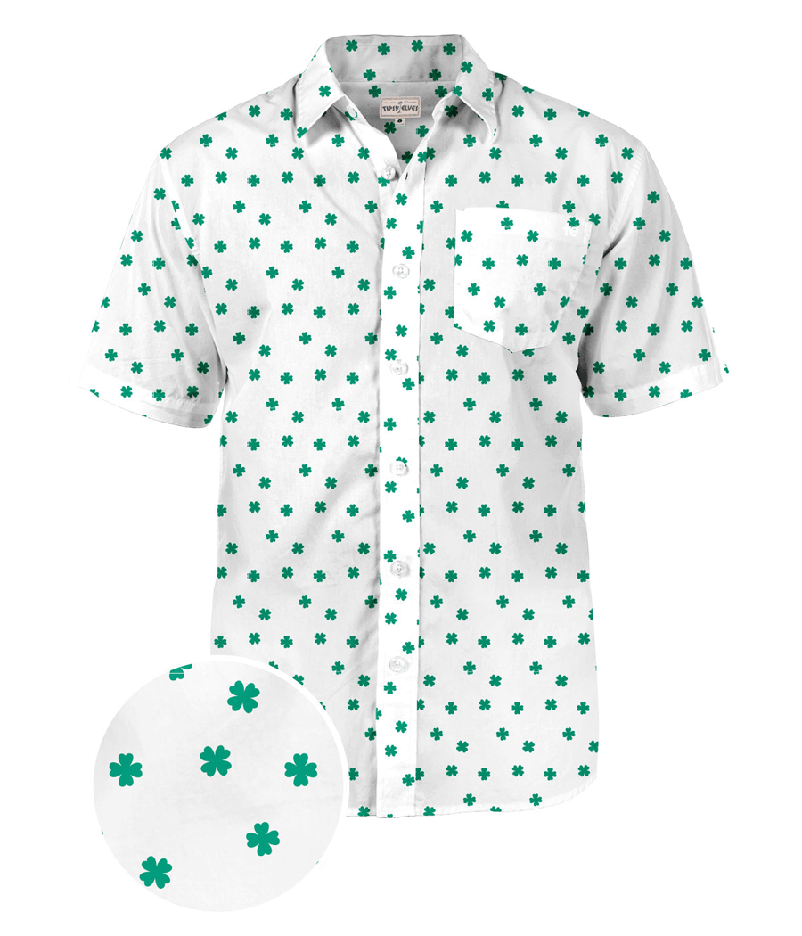 Men's White Crushin' Clovers Button Down Shirt
