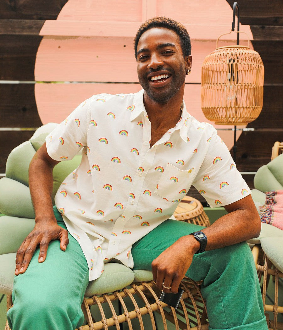 White Rainbow Button Down Shirt Image 2