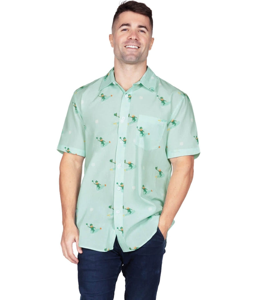Men's Leprechaun Liftoff Button Down Shirt Image 2