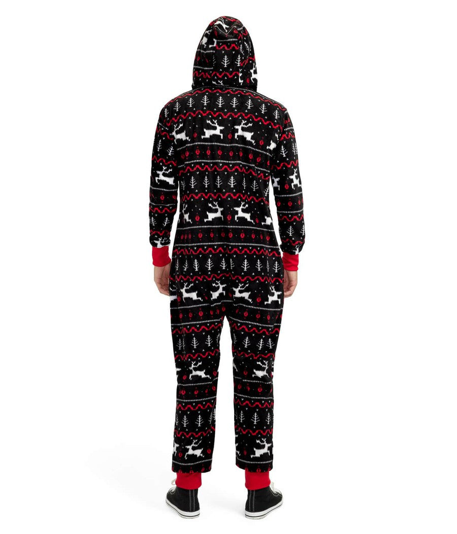 Men's Black and Red Fair Isle Jumpsuit Image 2