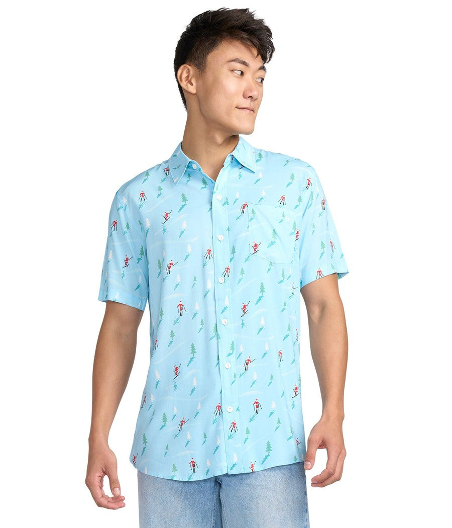 Men's Christmas Skiing Santa Hawaiian Shirt Image 2