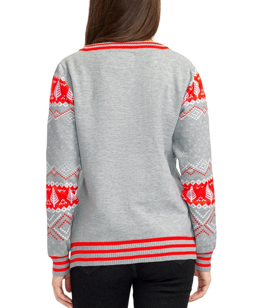 Women's Sequin Rudolph Light Up Ugly Christmas Sweater Image 2