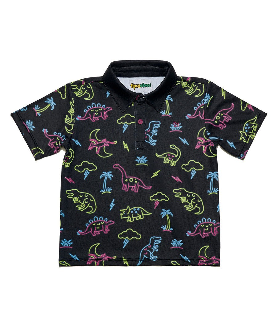 Toddler Boy's Neon Dinosaur Golf Polo
