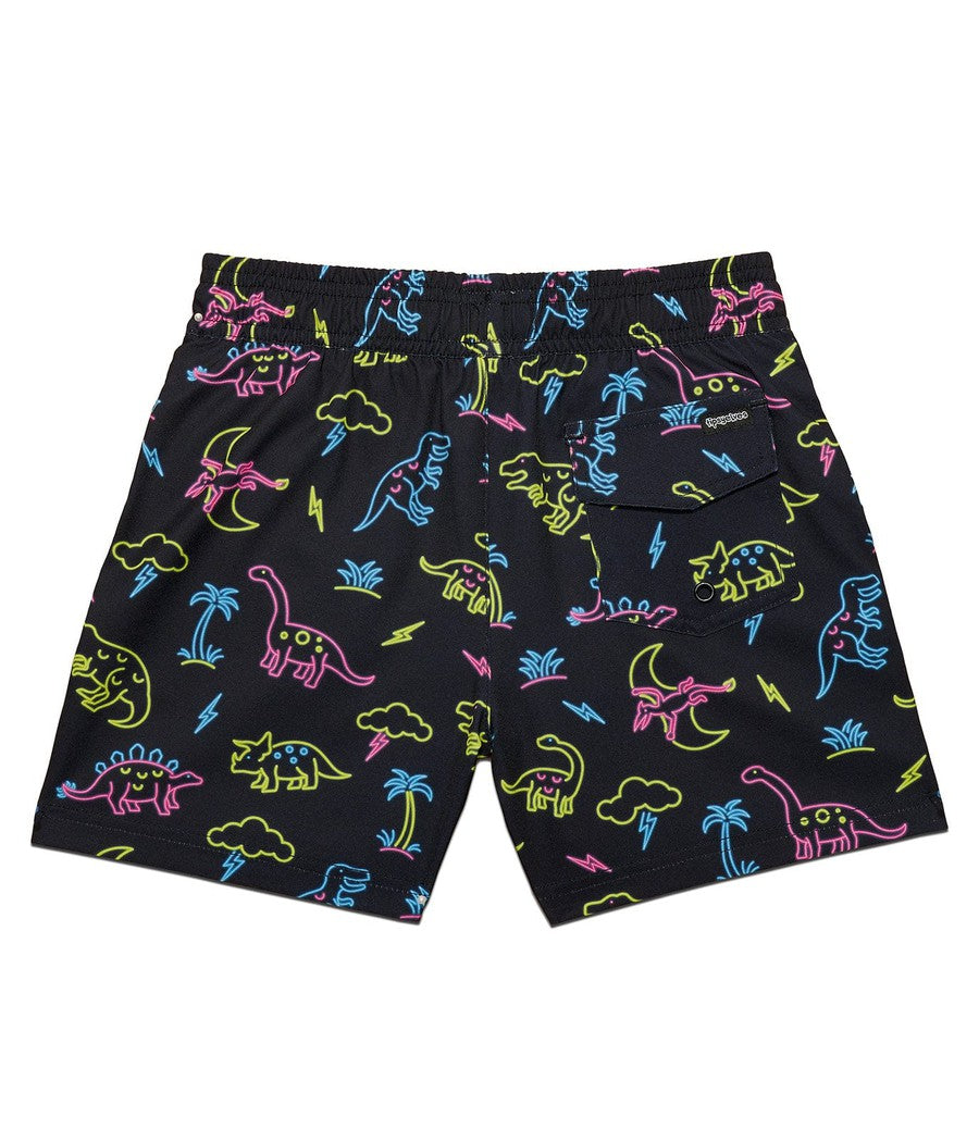 Boy's Neon Dinosaur Stretch Swim Trunks Image 2