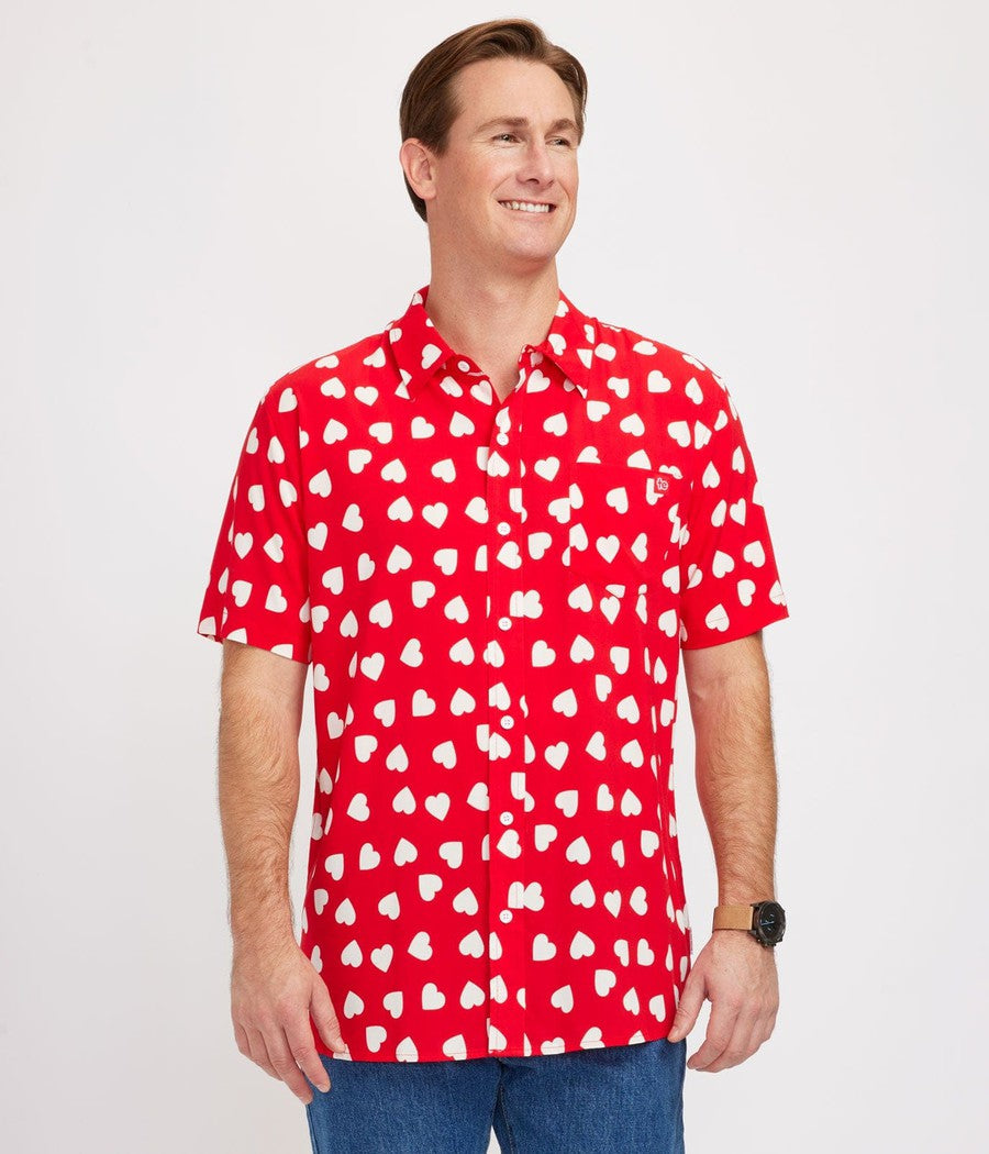 Men's Heartbeat Button Down Shirt Image 2