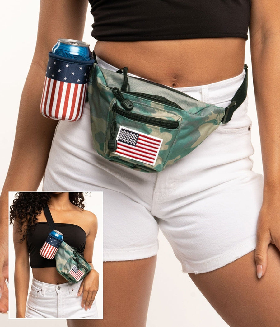 USA Camo Fanny Pack with Drink Holder Image 2