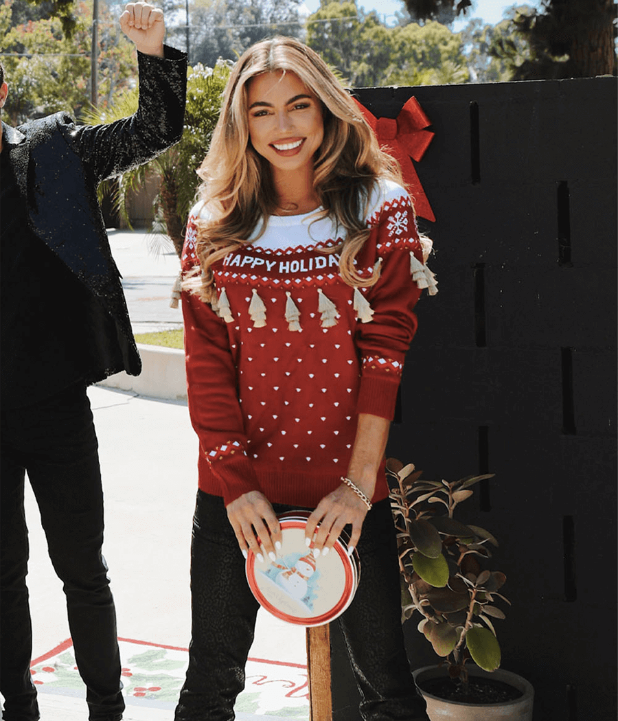 Women's Happy Holidays Tassel Ugly Christmas Sweater Image 2
