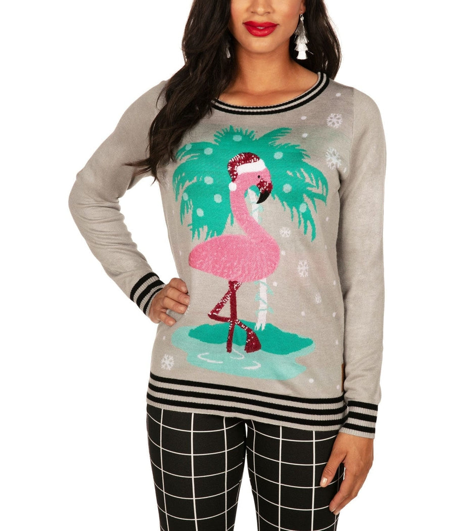 Women's Sequin Flamingo Ugly Christmas Sweater